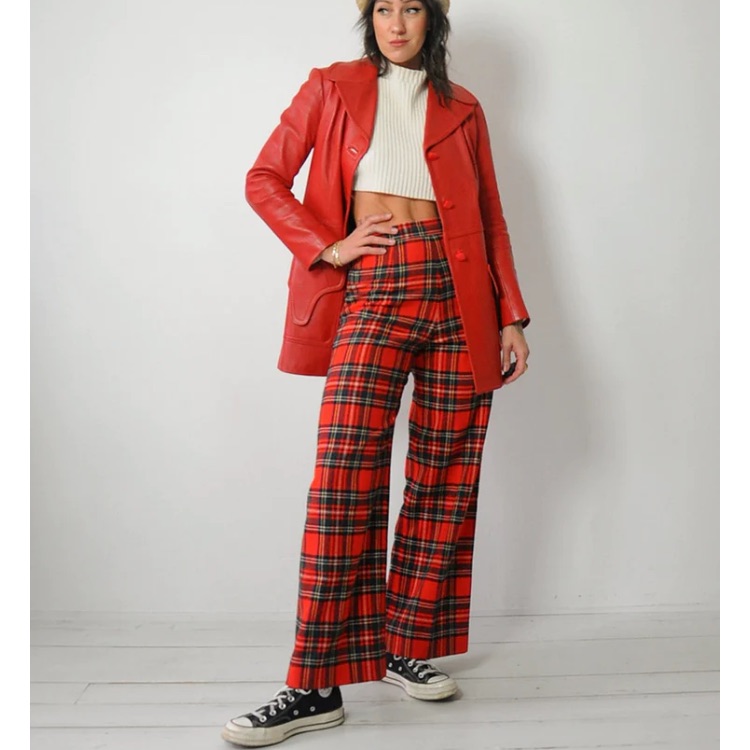 Vintage Buttery Soft Red Leather Double Breasted Trench Coat Jacket